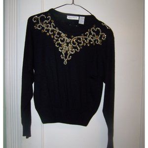 Liz Claiborne Sweater Lambswool Beaded Top P NWT